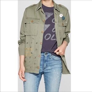 NWT Junkfood Long Live Rock Olive Green Military Utility Jacket Small